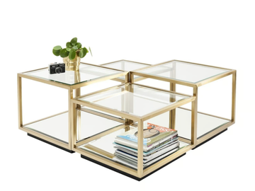 LUIGI GOLD - Modular Glass and Stainless Steel coffee table by KARE Design - view 2